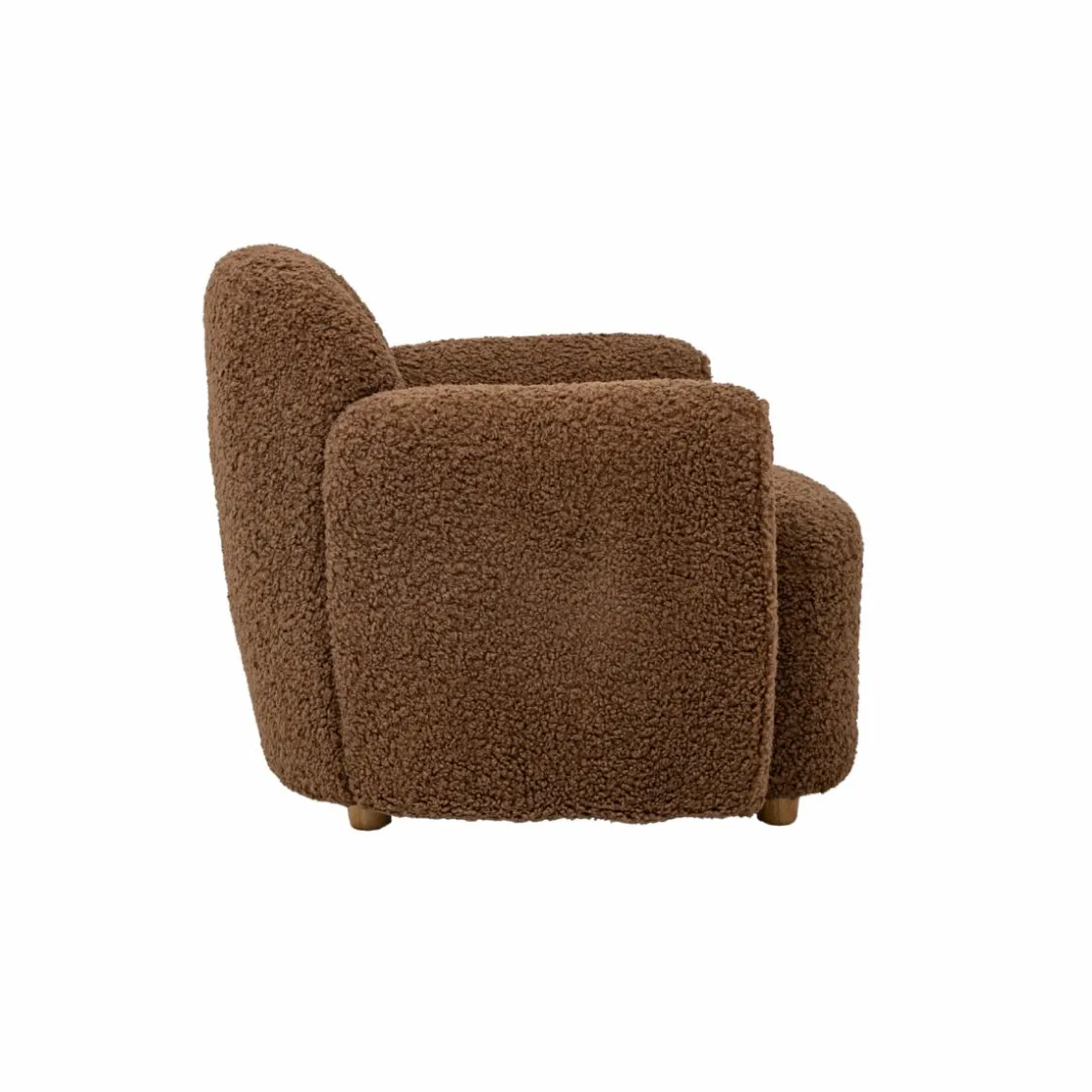 Made in Meubles Fauteuil<Fauteuil club en tissu bouclette marron Tommy