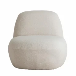 Made in Meubles Fauteuil<Fauteuil confort en tissu bouclette blanc Johanna