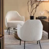 Made in Meubles Fauteuil<Fauteuil confort en tissu bouclette blanc Amandine