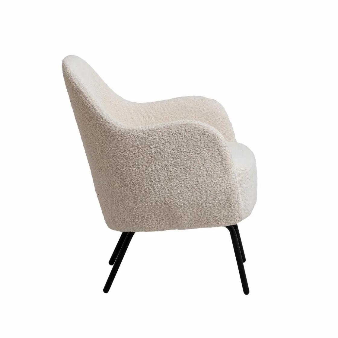 Made in Meubles Fauteuil<Fauteuil confort en tissu bouclette blanc Amandine
