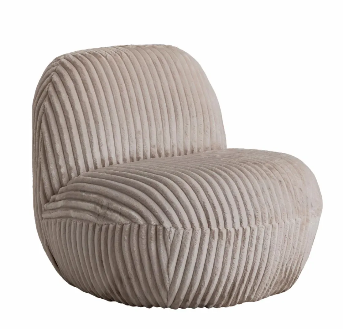 Made in Meubles Fauteuil<Fauteuil confort en velours côtelé beige écru Johanna
