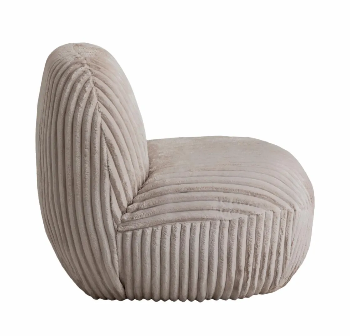 Made in Meubles Fauteuil<Fauteuil confort en velours côtelé beige écru Johanna