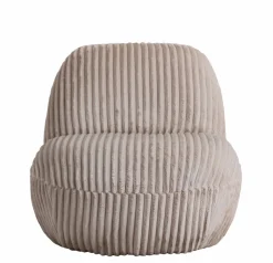 Made in Meubles Fauteuil<Fauteuil confort en velours côtelé beige écru Johanna