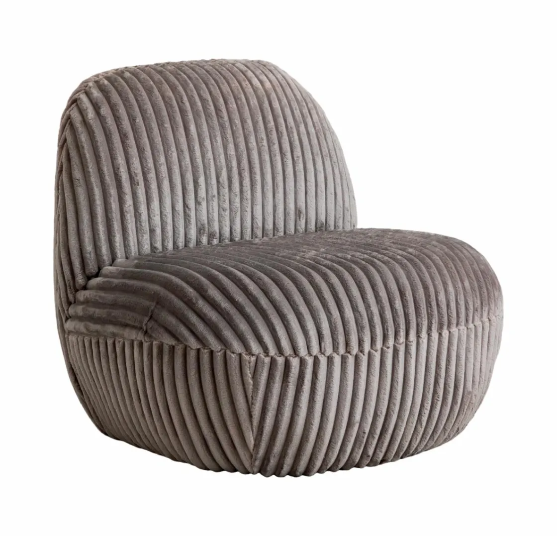 Made in Meubles Fauteuil<Fauteuil confort en velours côtelé gris Johanna
