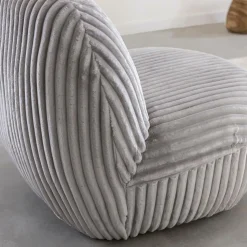 Made in Meubles Fauteuil<Fauteuil confort en velours côtelé gris Johanna