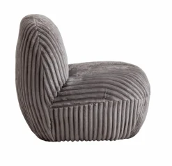 Made in Meubles Fauteuil<Fauteuil confort en velours côtelé gris Johanna