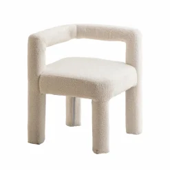 Made in Meubles Fauteuil<Fauteuil d'angle en tissu bouclette blanc Nora