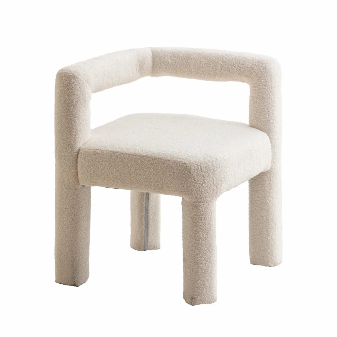 Made in Meubles Fauteuil<Fauteuil d'angle en tissu bouclette blanc Nora