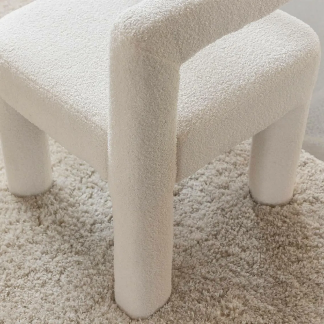 Made in Meubles Fauteuil<Fauteuil d'angle en tissu bouclette blanc Nora