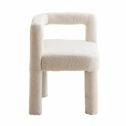 Made in Meubles Fauteuil<Fauteuil d'angle en tissu bouclette blanc Nora