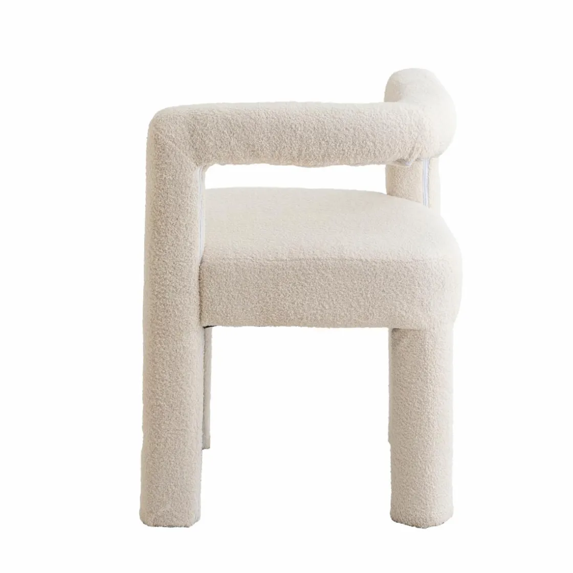 Made in Meubles Fauteuil<Fauteuil d'angle en tissu bouclette blanc Nora