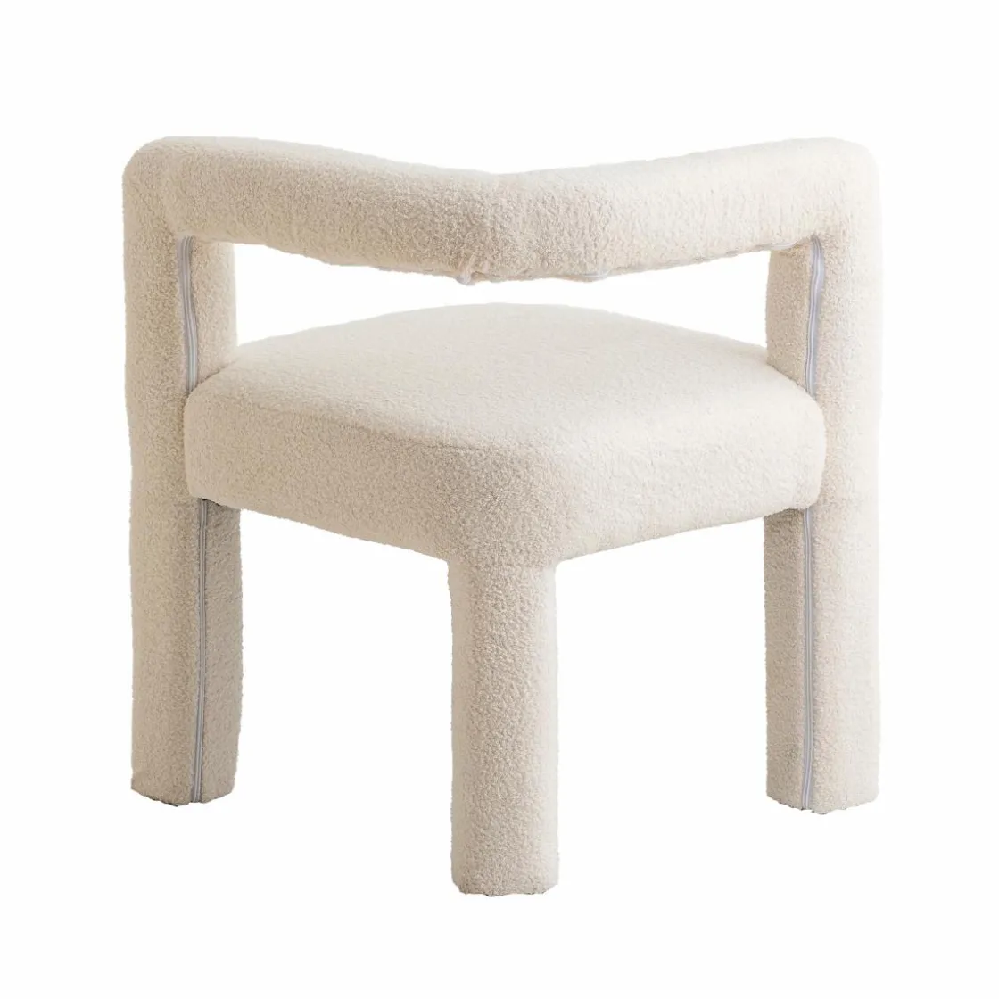 Made in Meubles Fauteuil<Fauteuil d'angle en tissu bouclette blanc Nora