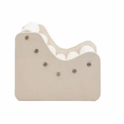 Made in Meubles Fauteuil<Fauteuil des années 70 en tissu bouclette blanc Athéna