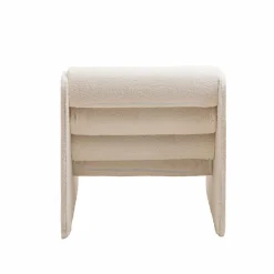 Made in Meubles Fauteuil<Fauteuil des années 70 en tissu bouclette blanc Athéna