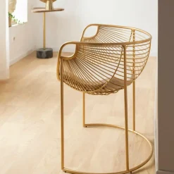 Made in Meubles Fauteuil<Fauteuil design en métal doré Augustus