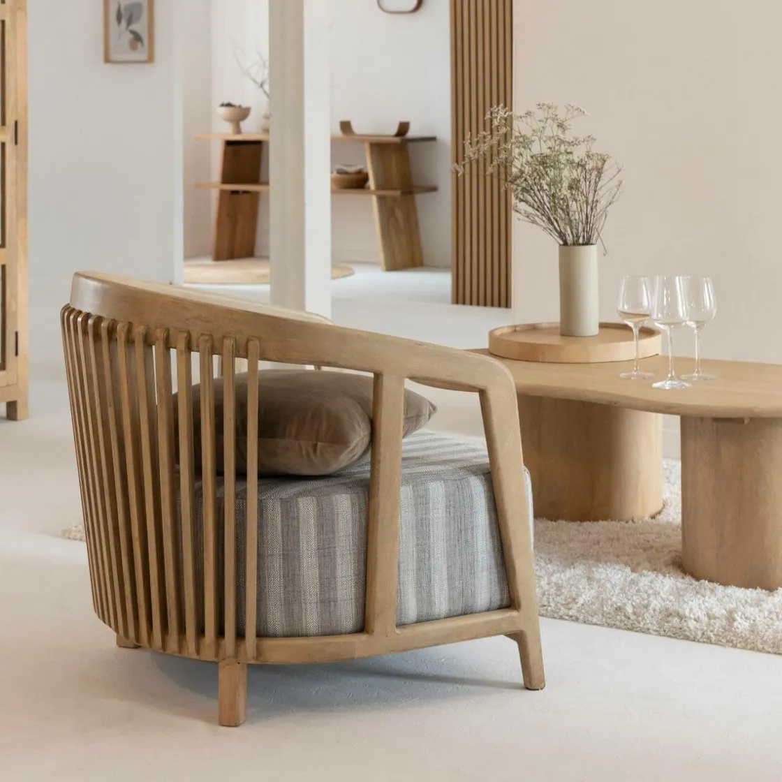 Made in Meubles Fauteuil<Fauteuil en bois de manguier Térence