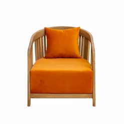 Made in Meubles Fauteuil<Fauteuil en bois de manguier et velours Térence
