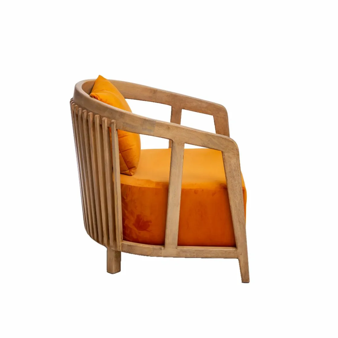 Made in Meubles Fauteuil<Fauteuil en bois de manguier et velours Térence