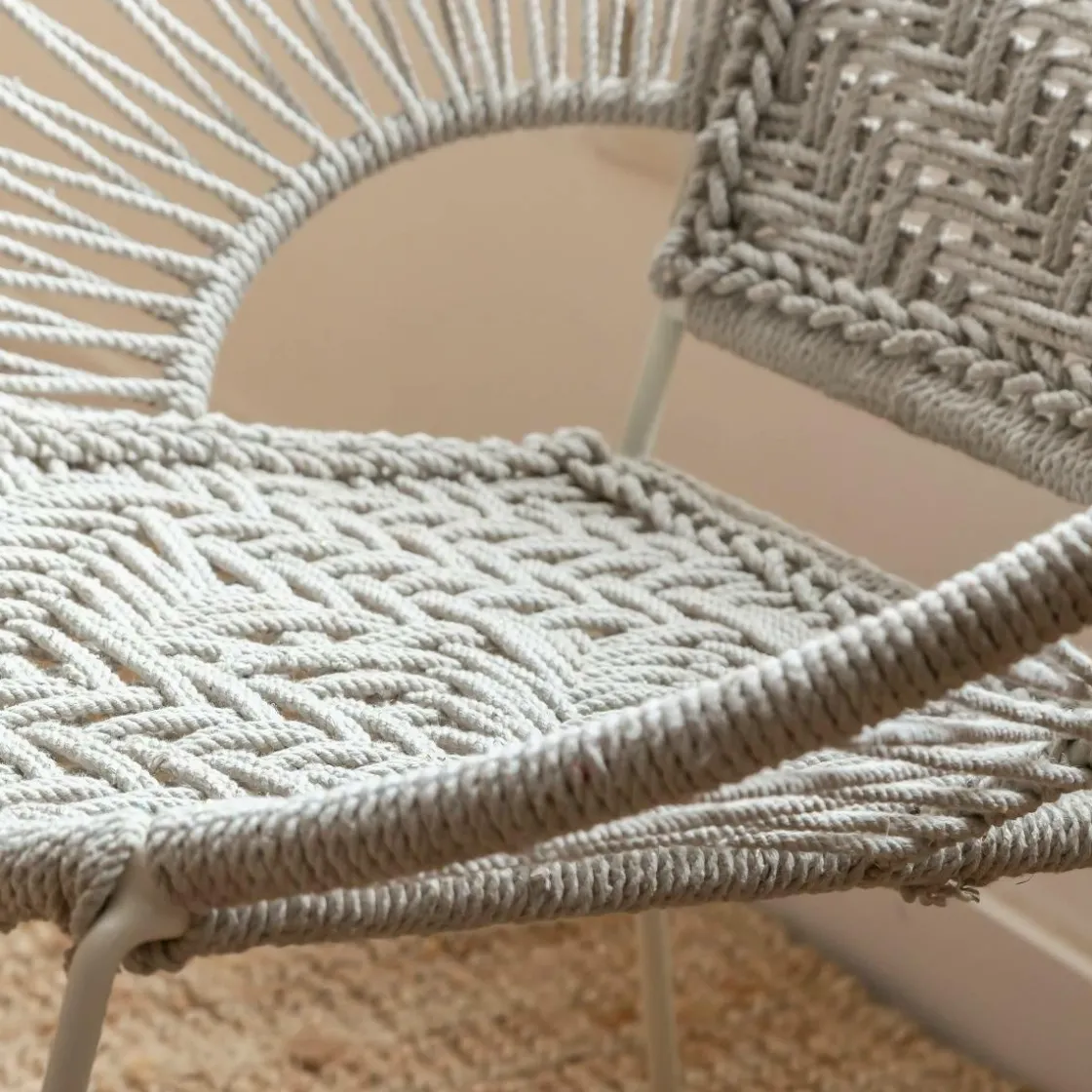 Made in Meubles Fauteuil<Fauteuil en corde de coton blanc Bélize