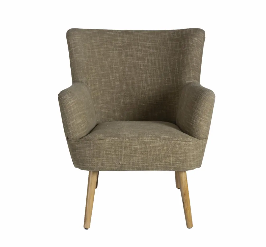 Made in Meubles Fauteuil<Fauteuil en coton kaki Castille