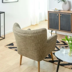 Made in Meubles Fauteuil<Fauteuil en coton kaki Castille