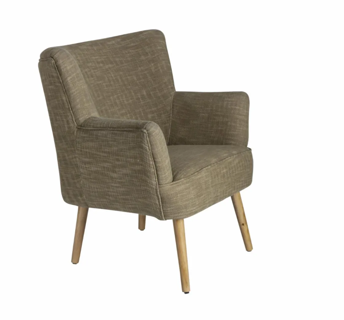 Made in Meubles Fauteuil<Fauteuil en coton kaki Castille