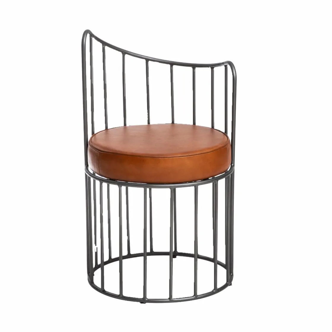 Made in Meubles Fauteuil<Fauteuil en cuir et métal marron Aly