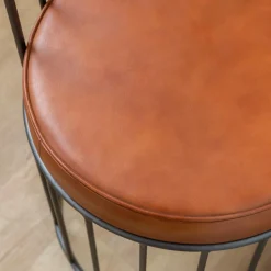 Made in Meubles Fauteuil<Fauteuil en cuir et métal marron Aly