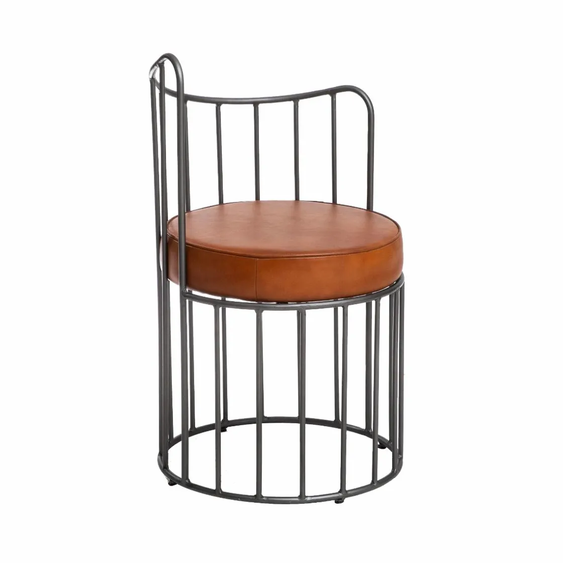 Made in Meubles Fauteuil<Fauteuil en cuir et métal marron Aly