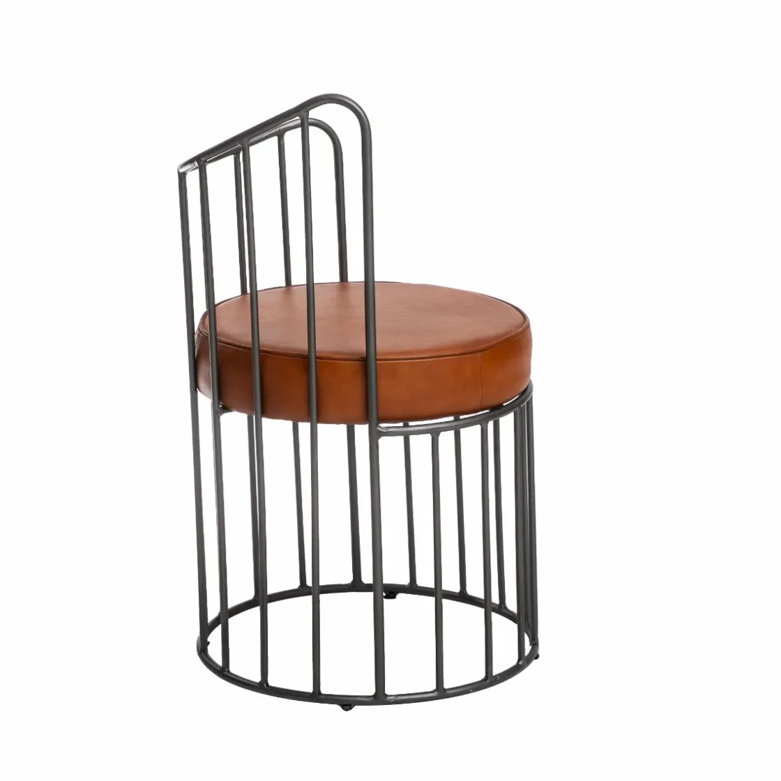 Made in Meubles Fauteuil<Fauteuil en cuir et métal marron Aly