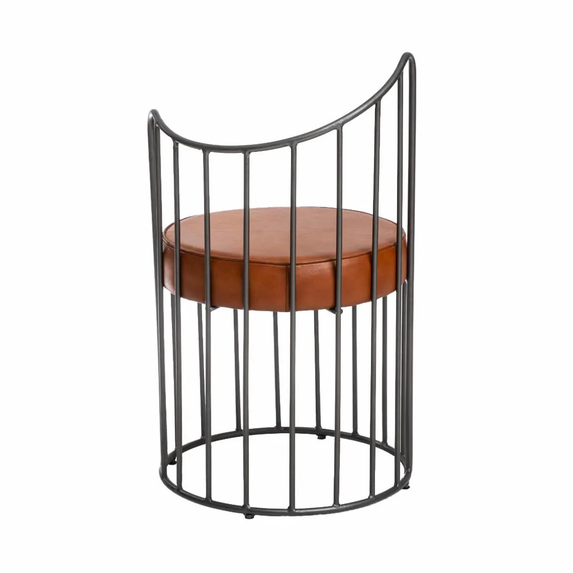 Made in Meubles Fauteuil<Fauteuil en cuir et métal marron Aly