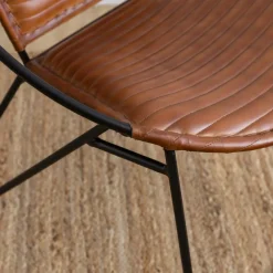 Made in Meubles Fauteuil<Fauteuil en cuir marron et métal Jaya