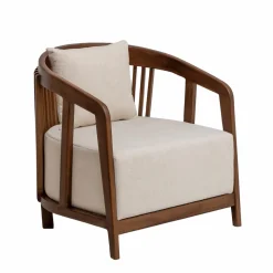 Made in Meubles Fauteuil<Fauteuil en manguier et en velours Térence