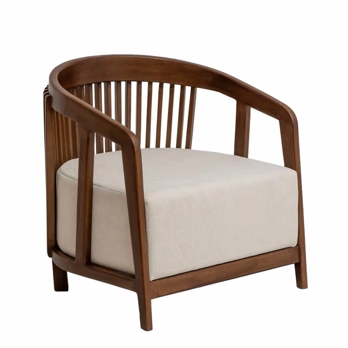 Made in Meubles Fauteuil<Fauteuil en manguier et en velours Térence