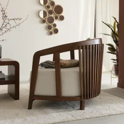 Made in Meubles Fauteuil<Fauteuil en manguier et en velours Térence