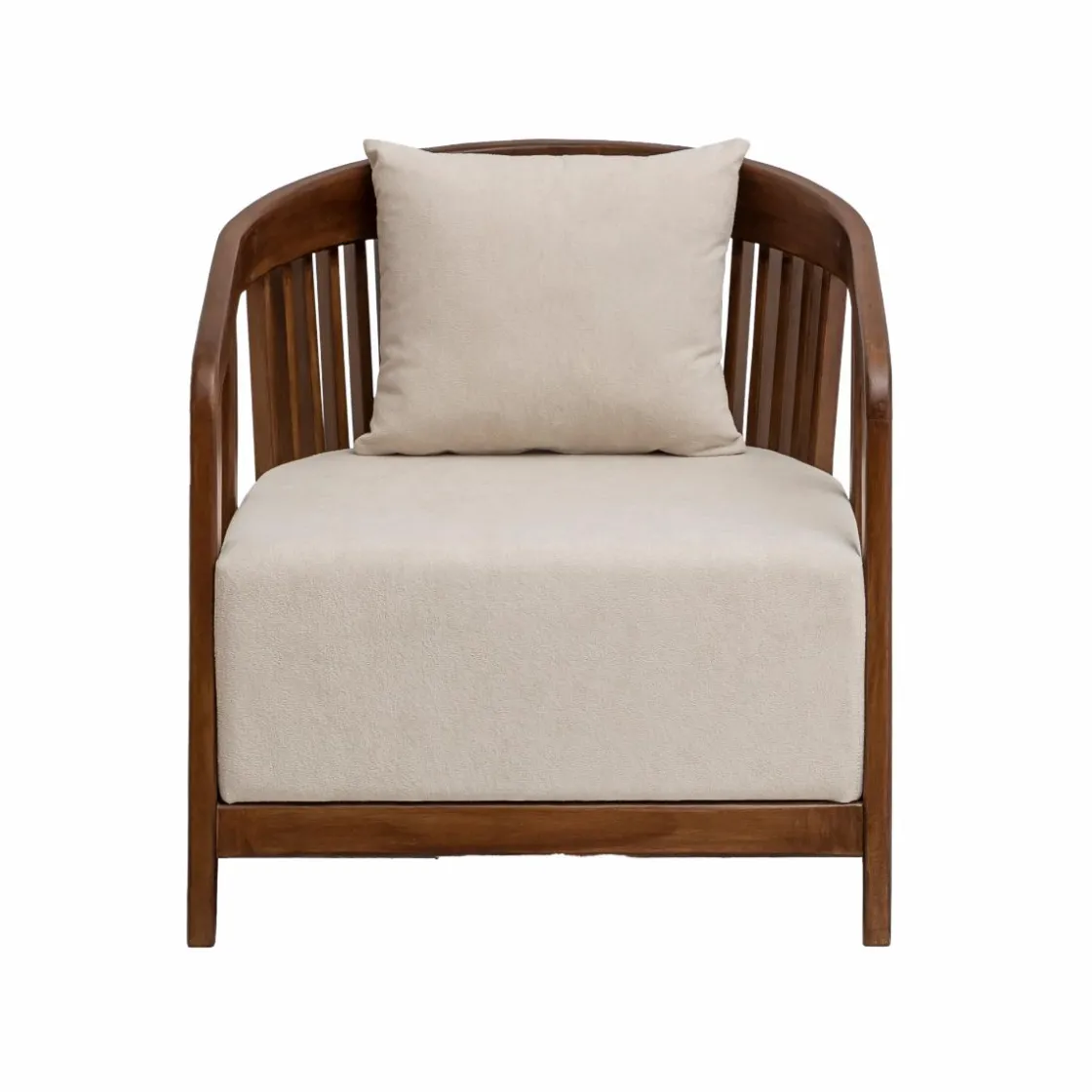 Made in Meubles Fauteuil<Fauteuil en manguier et en velours Térence