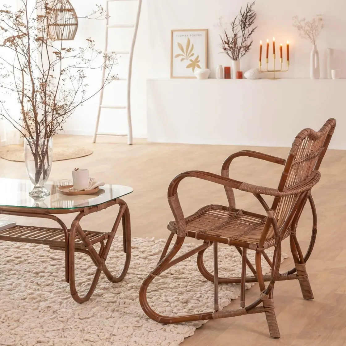 Made in Meubles Fauteuil<Fauteuil en rotin arrondi Rattan
