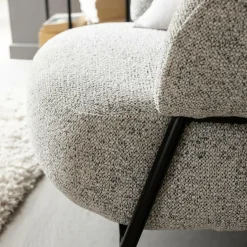 Made in Meubles Fauteuil<Fauteuil en tissu bouclette gris Aaron