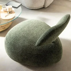 Made in Meubles Fauteuil<Fauteuil en tissu bouclette avec dossier vert Teresia