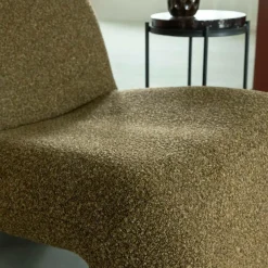 Made in Meubles Fauteuil<Fauteuil en tissu bouclette marron Ludovic