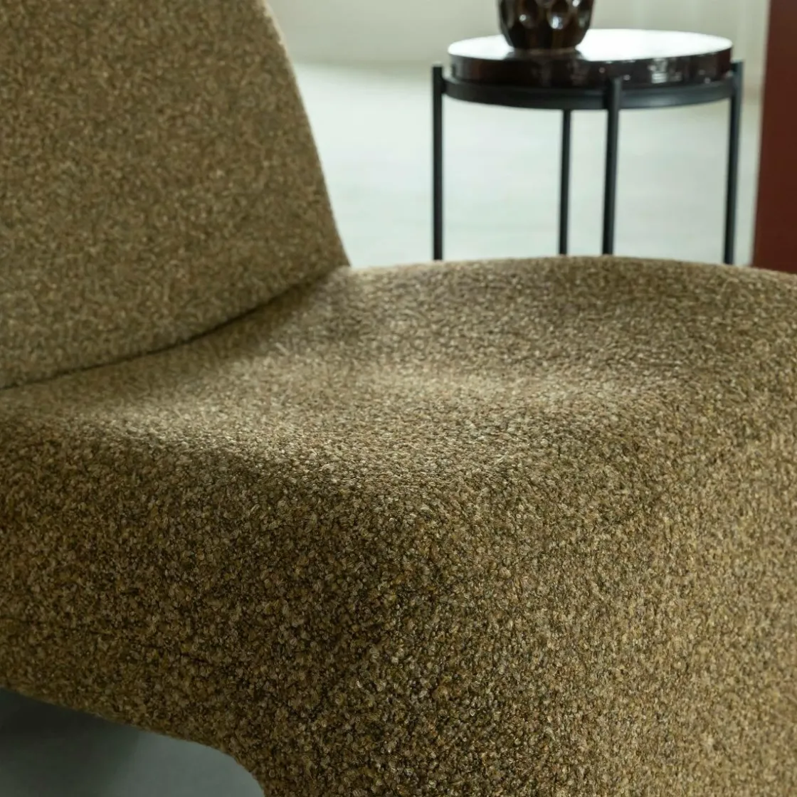 Made in Meubles Fauteuil<Fauteuil en tissu bouclette marron Ludovic