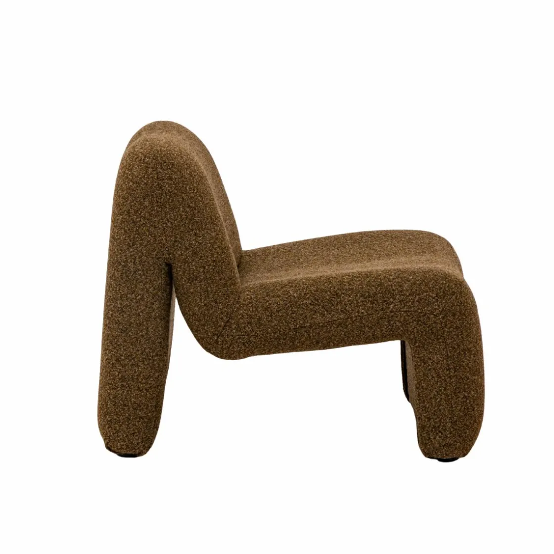 Made in Meubles Fauteuil<Fauteuil en tissu bouclette marron Ludovic