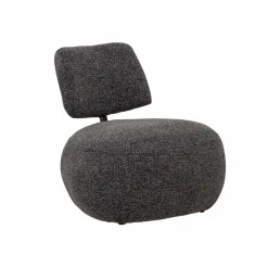 Made in Meubles Fauteuil<Fauteuil en tissu bouclette avec dossier gris foncé Teresia