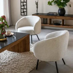 Made in Meubles Fauteuil<Fauteuil en tissu bouclette confort Orenzo