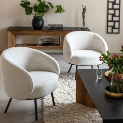 Made in Meubles Fauteuil<Fauteuil en tissu bouclette confort Orenzo