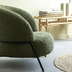 Made in Meubles Fauteuil<Fauteuil en tissu bouclette Aaron