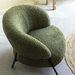 Made in Meubles Fauteuil<Fauteuil en tissu bouclette Aaron