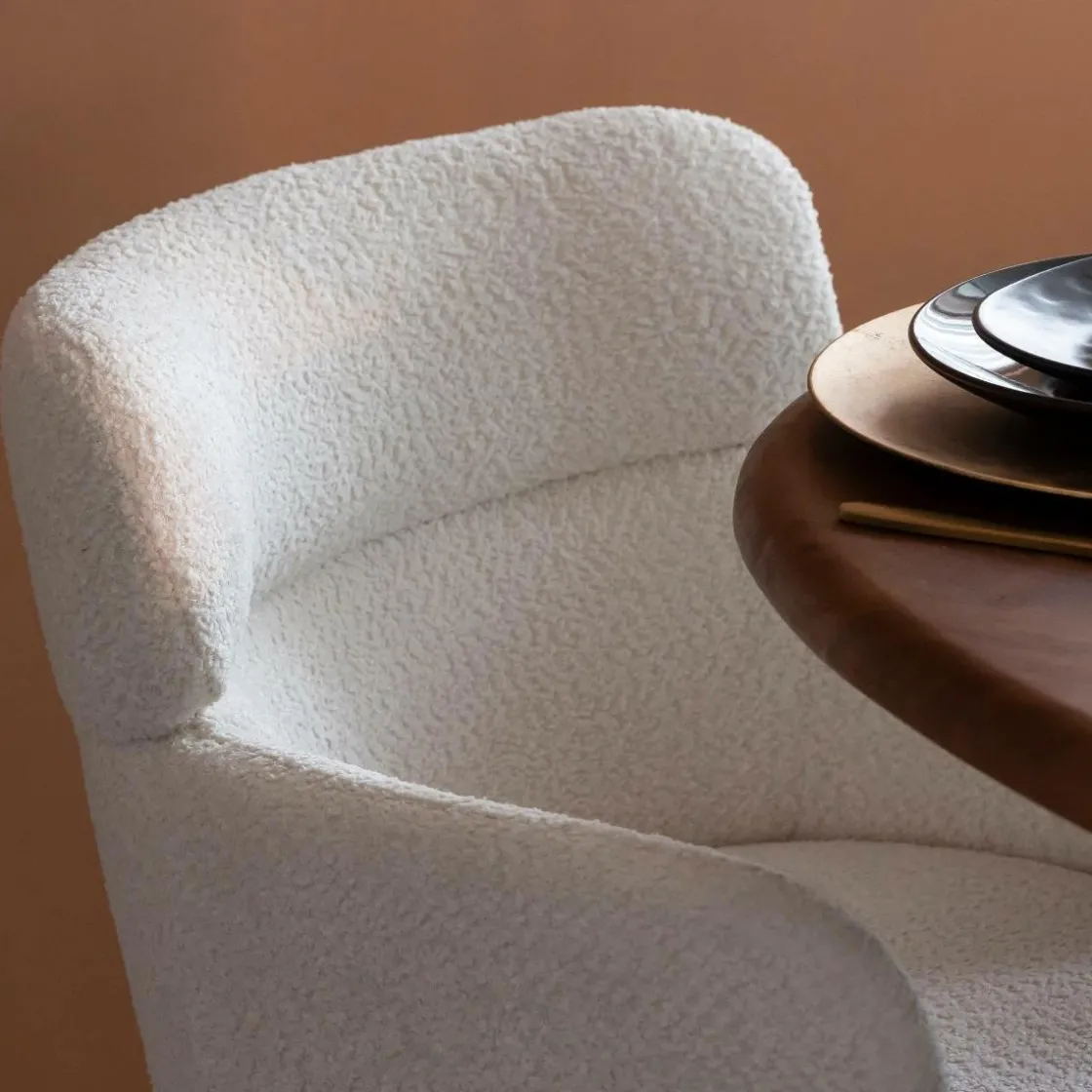 Made in Meubles Chaise<Fauteuil en tissu bouclette blanc Valentin (lot de 2)