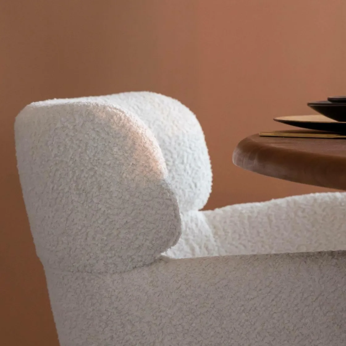 Made in Meubles Chaise<Fauteuil en tissu bouclette blanc Valentin (lot de 2)