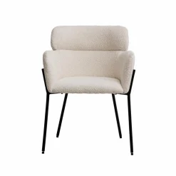 Made in Meubles Chaise<Fauteuil en tissu bouclette blanc Valentin (lot de 2)
